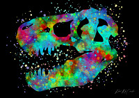 T-Rex Colour Skull - Vector Art