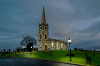 Tamlaght Finlagan Church in Ballykelly at night with overcast sky
